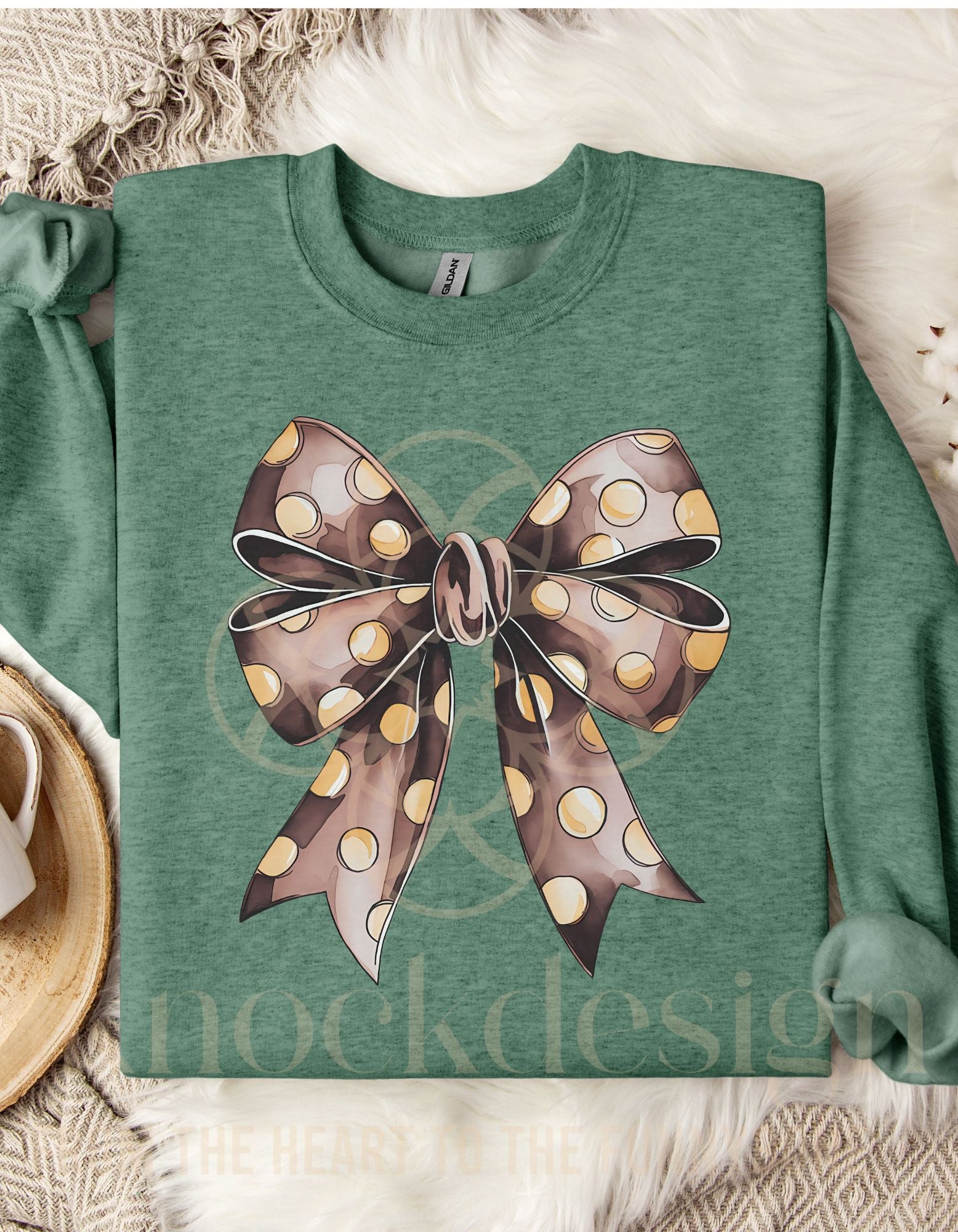 Brown Polka Dot Over-seized Bow Sweatshirt