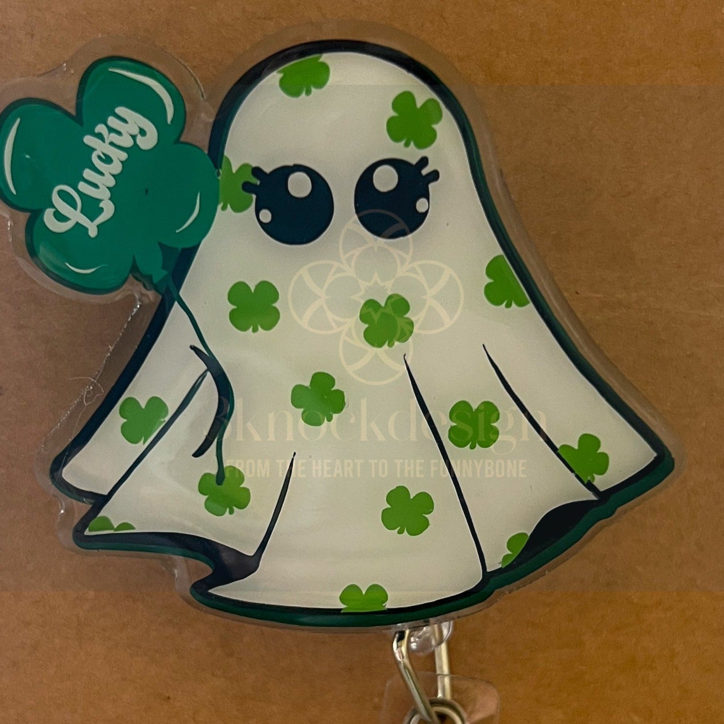 Lucky Ghost St Patty's Name badge reel – 3Knock Design