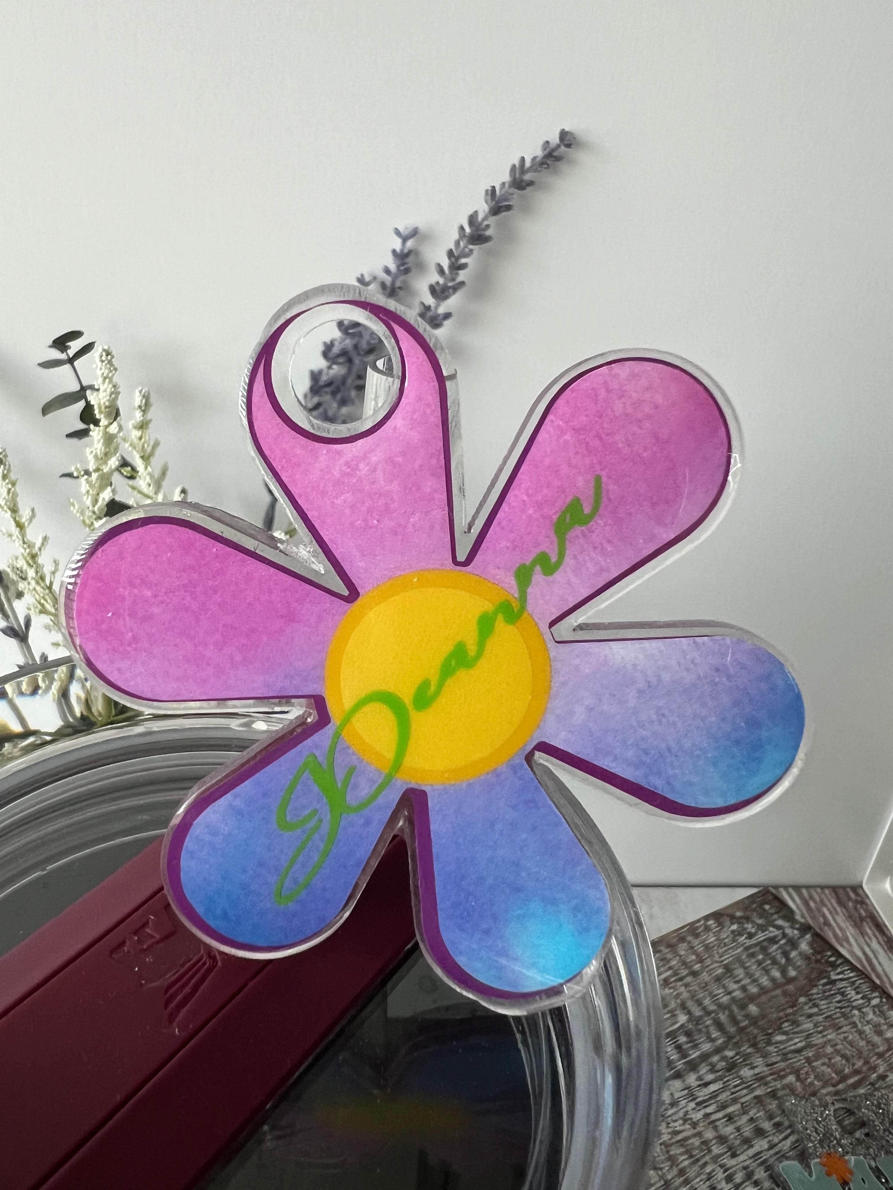 Groovy Flower Personalized 40 oz Tumbler Tag