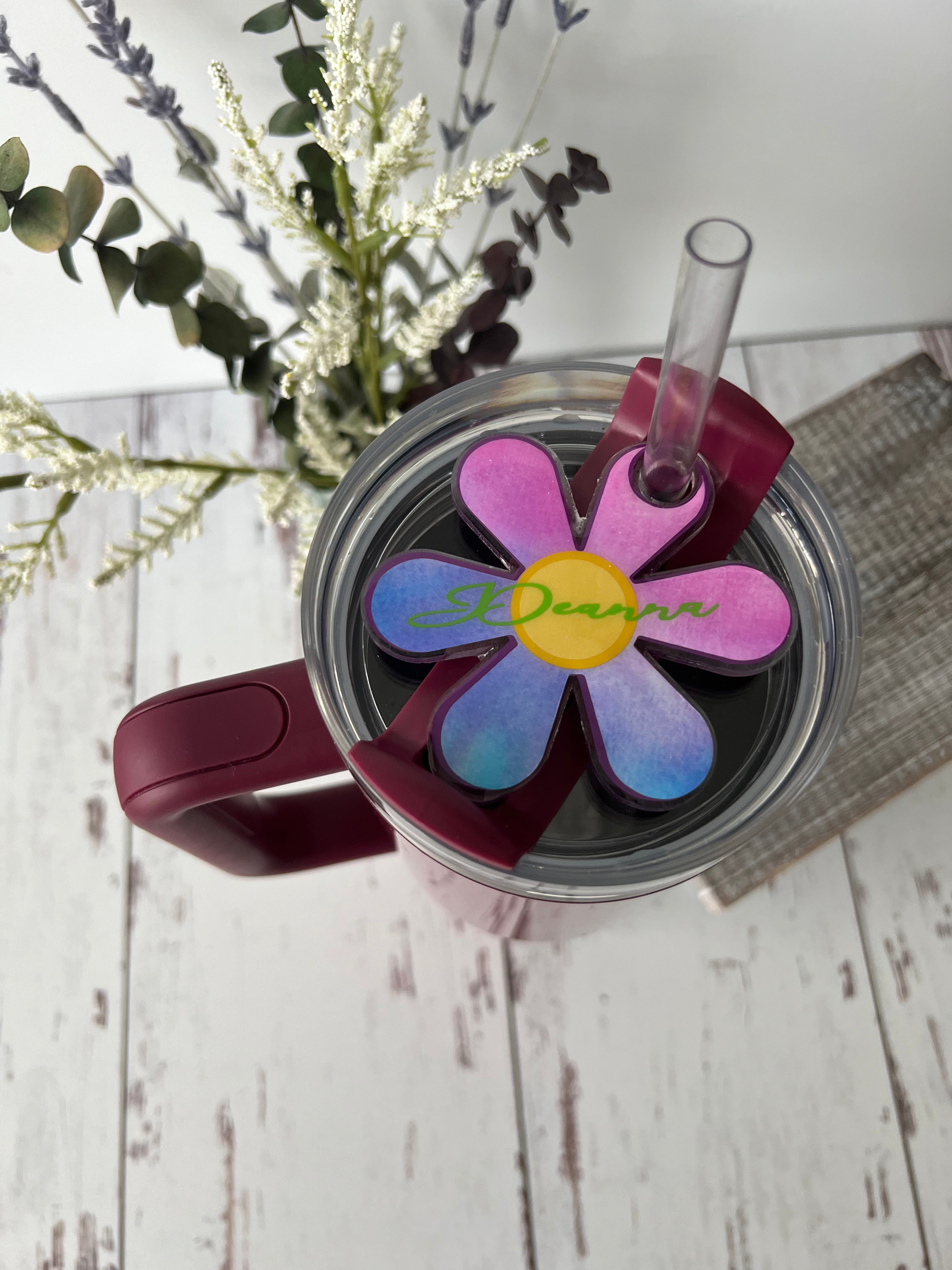 Groovy Flower Personalized 40 oz Tumbler Tag